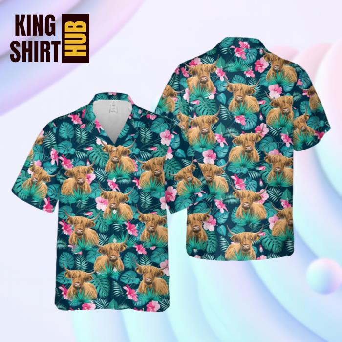 Unique Highland Blue Floral Summer 3D Hawaiian Shirt