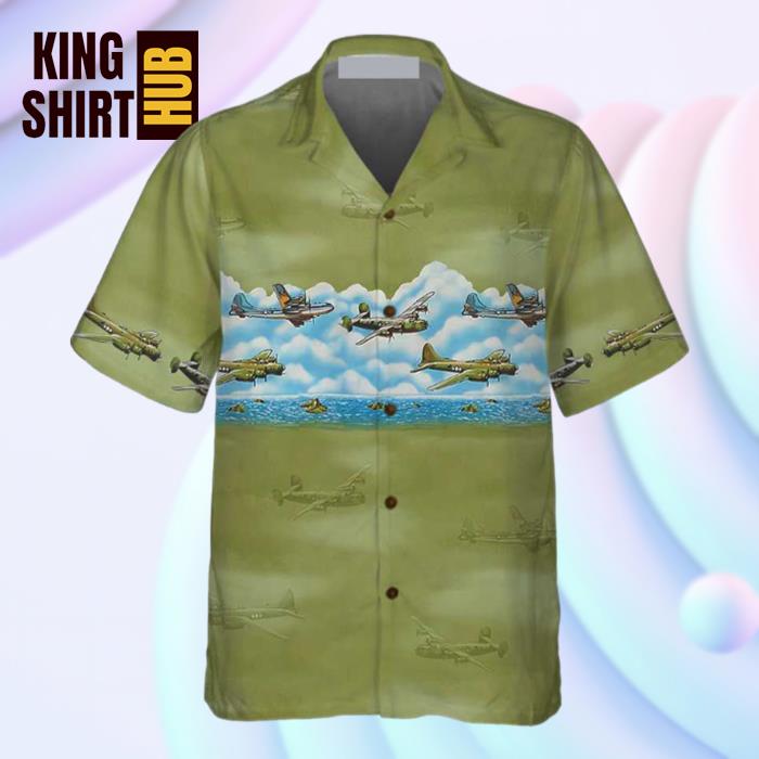 Vintage Military Aircraft Camo Pattern Hawaiian Shirt